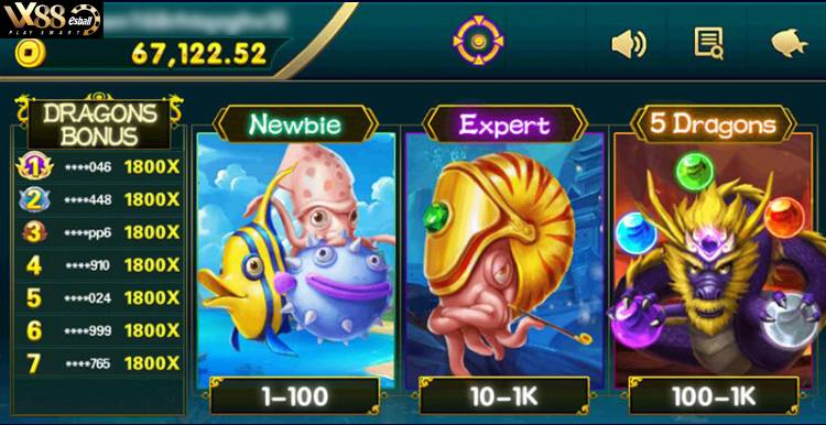 5 Dragons Fishing Game Jackpot Đổi Thưởng Lên Đến 1,800X