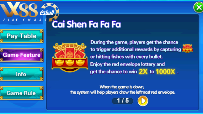 Game Bắn Cá Jdb Caishen Fishing, tính năng trò chơi.