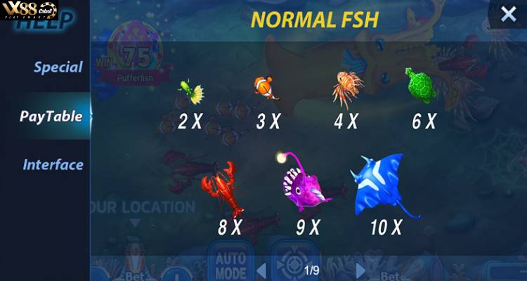 JILI All Star Fishing Game - Cá thường có tỉ lệ thưởng từ X2~X10