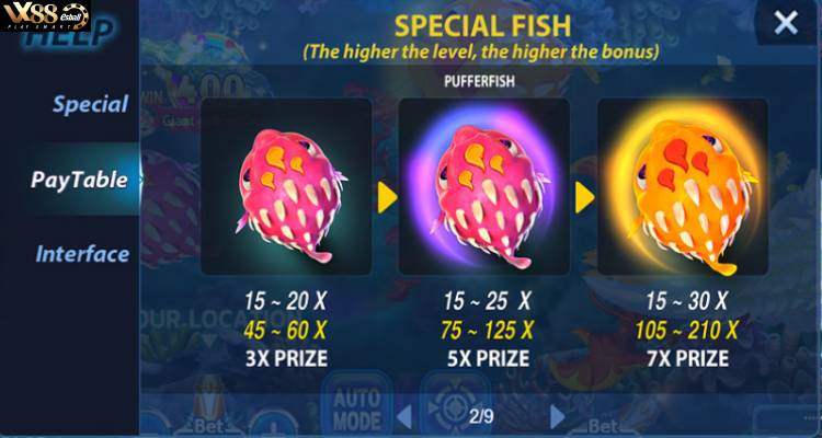 JILI All Star Fishing Game - Cá nóc có tỉ lệ thưởng từ X15~X210