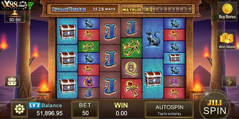 Slot Game có High RTP & Mức Dao Động Trung Bình - No. 2: JILI Pharaoh Treasure Slot Game